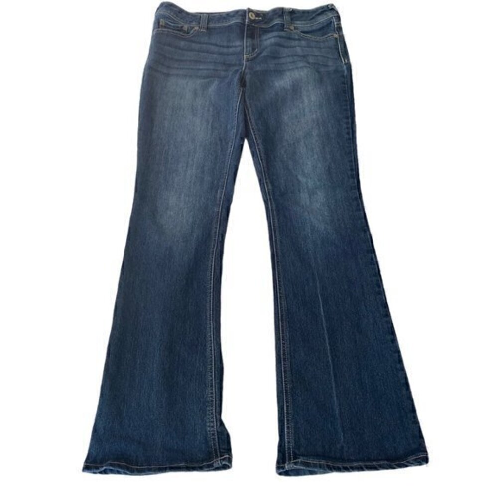 Maurices Junior Jeans Straight Leg Blue Denim Stretch 5 Pockets Zip Up 13/14